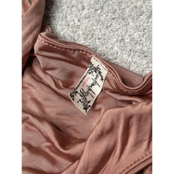 Free People Be Cool Pink Satin Scoop Neck Brami Crop Top Women's Size Small NWT - Picture 5 of 6